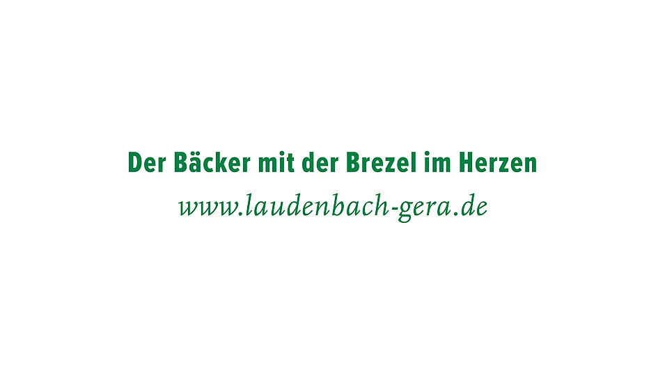 Schriftzug „Der Bäcker mit der Brezel im Herzen“ mit Webadresse