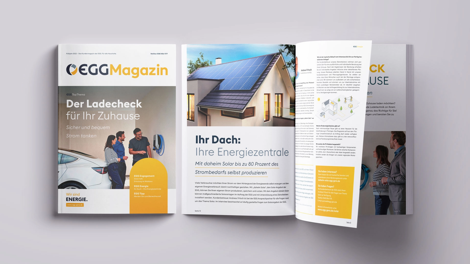 EGG Magazin mit Titelthema Ladecheck für Zuhause und Artikel zu Solarlösungen.