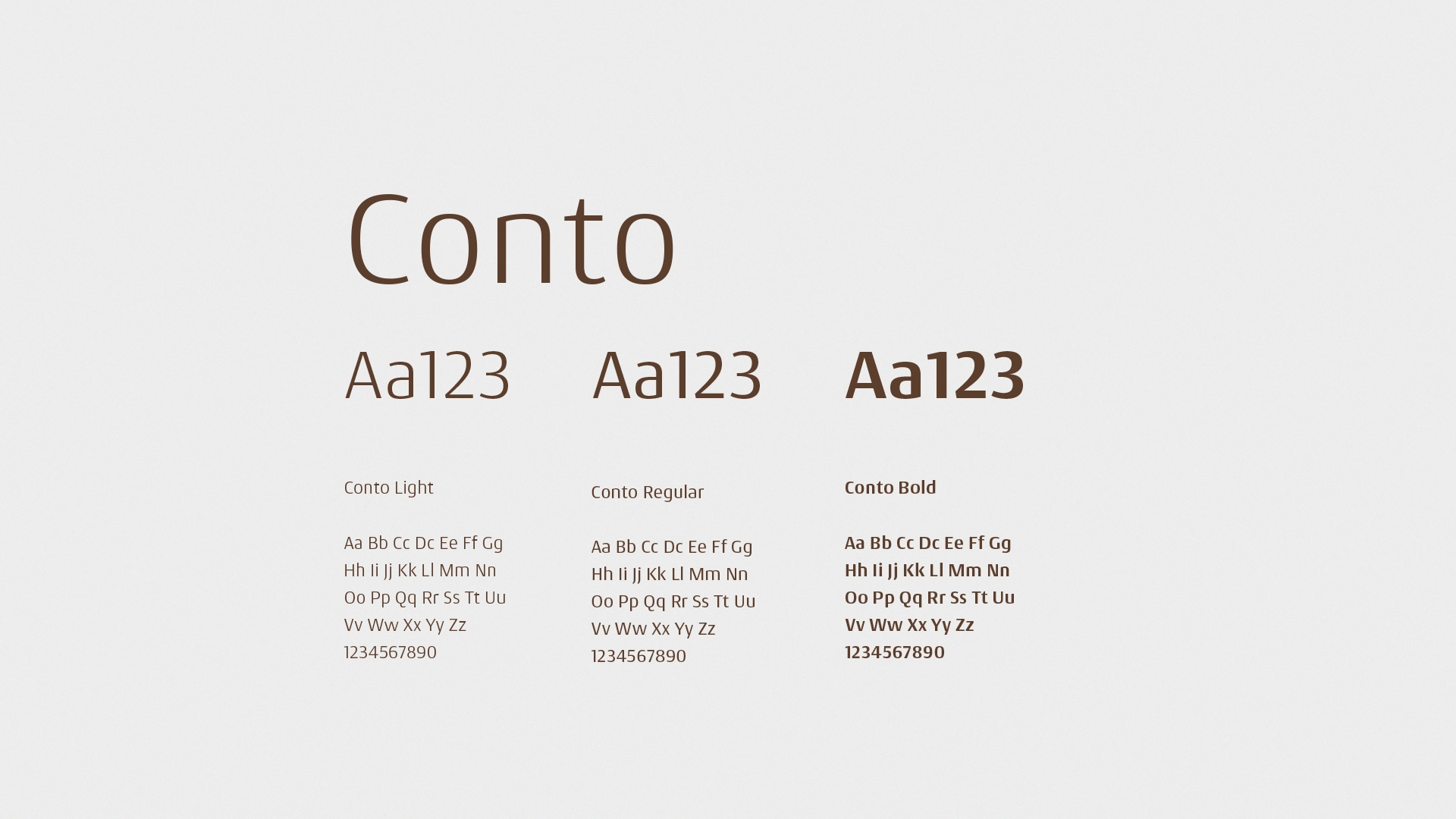 Corporate Font Conto in Light, Regular und Bold – klare, moderne Typografie für das LACOS Design.