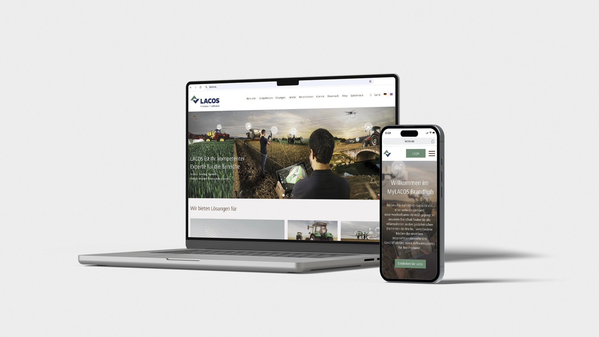 Darstellung der LACOS-Website auf Laptop und Smartphone – responsives Webdesign für digitale Präzisionslösungen in der Landwirtschaft.