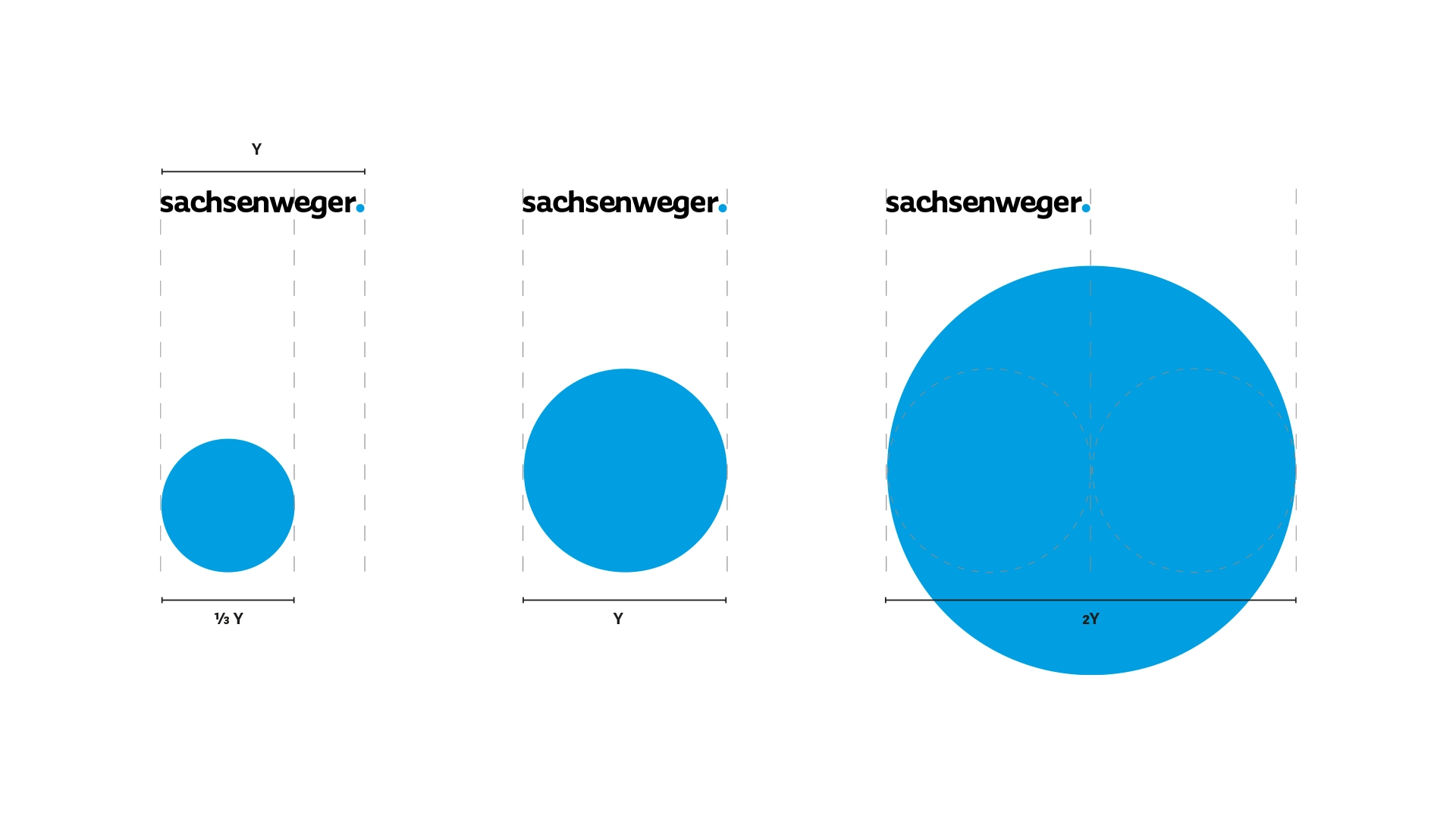 Marken-Design Sachsenweger – Gestaltung und Konstruktionsraster des runden Störers.